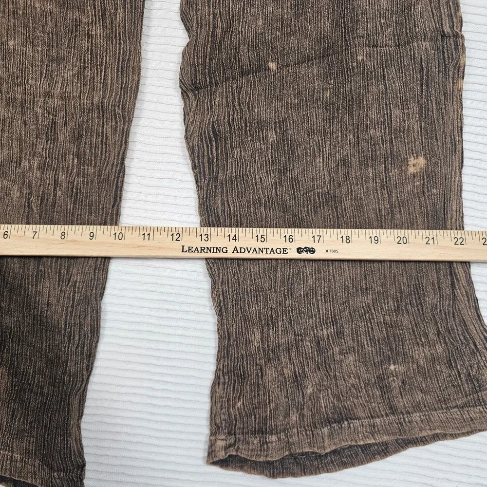 Whats Happenin Mens Brown‎ Acid Wash Cotton Wide Leg Relaxed Pants L New